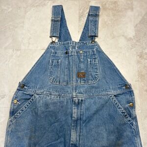 Big Smith Denim Overalls Blue Mens 42x30 Vintage Workwear Carpenter Bibs A0854